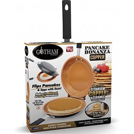 Gotham Steel Double Pan – Nonstick Copper Easy to Flip Pan with Rubber Grip Handles for Fluffy Pancakes Perfect Omelets Frittatas French Toast and More! Dishwasher Safe