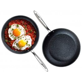 Granite Stone Professional Frying Pan Set Hard Anodized Ultra Nonstick 10” & 11.5” Pro Chef’s Skillet Set Durable Granite Surface Coated 3x and Infused with Minerals & Diamonds Induction Capable…