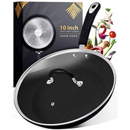 Stone Coated Nonstick Frying Pan with Lid 10 Inch Frying Pans Nonstick Pan with Lid Skillets Nonstick with Lids Non Stick Pan Cooking Pan Fry Pan Skillet with Lid Large Frying Pan Black Spots