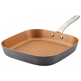 Ayesha Curry Hard Anodized Aluminum Deep Square Grill Frying Pan Small Gray