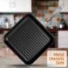 Nonstick Stove Top Grill Pan PTFE PFOA PFOS Free 11 Hard-Anodized Non stick Grill & Griddle Pan Kitchen Cookware ,High Ridges Strong Riveted Handles Dishwasher Safe NutriChef NCGRP38
