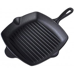 VVXX Square Nonstick Grill Pans for Stove Tops and Oven,Deep Cooking Pan,Cast Iron Skillets,Square Griddle Pan,10.5 Inch Steak Pan Pre-Seasoned Cast Iron with Assist Handle Skillet Grill Black