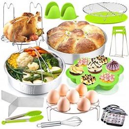 17Pcs Pot Accessories Set for Pressure Cooker P&P CHEF Instant Steamer Accessory Kit Steamer Basket Cake Pan Egg Bites Mold and More Kitchen Accessories For Cooking ,Steaming & Serving