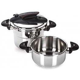 M MAGEFESA Prisma Easy to use super fast pressure cooker 18 10 stainless steel suitable for all types of cookers including induction. 4Qts + 6Qts Multicoloured 01OPPRISN46