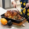 Carbon Steel Roaster Pan With “V” Shape Removable Roasting Rack Set,18-Inch Rectangular Nonstick Roasting Pan Turkey Roaster Pan Rack With Carving Fork & Chef Knife By Moss & Stone .
