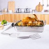 Rorence Roasting Pan with Rack: 16-Inch Stainless Steel Rectangular Turkey Roaster pan with Nonstick V-Shaped Rack for Thanksgiving Christmas – Set of 5