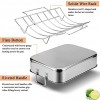 WEZVIX Stainless Steel Roasting Pan with Rack 16.5 Inch Rectangular Turkey Roaster Lasagna Pan for Roasting Turkey Chicken Meat & Vegetables Non-toxic & Heavy Duty Easy Clean & Dishwasher Safe