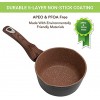 1.5 Quart Nonstick Saucepan with Glass Lid 2 Pour Spouts & Bakelite Handle PFOA PFOS Free Sauce Pan Ideal for Gas Electric and Induction CookTops Very Easy to Clean