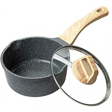 YUZIZ Sauce Pan with Pour Spouts Nonstick Saucepan with Lid Granite Coating Soup Pot All Stove Induction Compatible,PFOA Free 2qt 1.9L