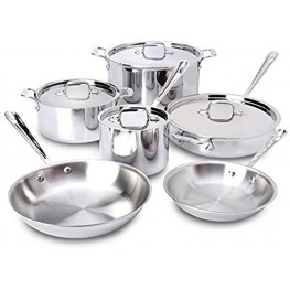 All-Clad 401877R Stainless Steel 3-Ply Bonded Dishwasher Safe Cookware Set 10-Piece Silver 8400000960