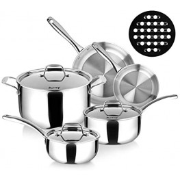 Duxtop Whole-Clad Tri-Ply Stainless Steel Induction Cookware Set 9PC Kitchen Pots and Pans Set