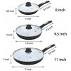 FGY 6 Pieces Nonstick Frying Pan Set with Induction Bottom 8 inch Omelet Pan 9.5 inch & 11 inch Fry Pans with Glass Lids Dishwasher SafeBlack