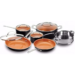 Gotham Steel 10 Piece Pots and Pans Set with Ultra Nonstick Diamond Surface Includes Frying Pans Stock Pots Saucepans & More Stay Cool Handles Oven Metal Utensil & Dishwasher Safe 100% PFOA Free