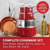 Gotham Steel Cookware + Bakeware Set with Nonstick Durable Ceramic Copper Coating – Includes Skillets Stock Pots Deep Square Fry Basket Cookie Sheet and Baking Pans 20 Piece Red