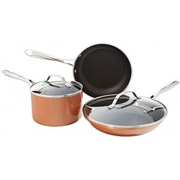 Gotham Steel Copper Cast 5 Piece Cookware Pots and Pan Set with Triple Coated Nonstick Copper Surface & Aluminum Composition for Even Heating 100% Non-Toxic Oven Stovetop & Dishwasher Safe