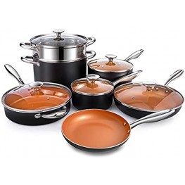 MICHELANGELO Pots and Pans Set Ultra Nonstick Copper Cookware Set 12 Piece with Healthy & PFOA-Free Ceramic Titanium Coating Essential Cookware Sets Copper Pots and Pans Set Nonstick