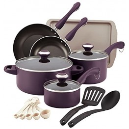 Paula Deen Signature Dishwasher Safe Nonstick Cookware Pots and Pans Set 16 Piece Purple