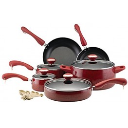 Paula Deen Signature Nonstick Cookware Pots and Pans Set 15 Piece Red