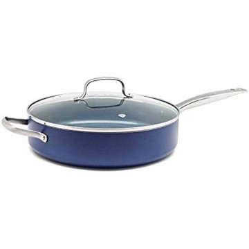 Blue Diamond Skillet with Lid Non Stick Aluminium Pan Induction Oven & Dishwasher Safe Cookware 28 cm Blue