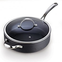 Cooks Standard 00346 5 QT Hard Anodized Nonstick Deep Saute pan with Lid Black