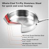 Duxtop Whole-Clad Tri-Ply Stainless Steel Saute Pan with Lid 3 Quart Kitchen Induction Cookware