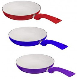 IMUSA USA IMU-22002 9" White Ceramic Nonstick Fry Pan in Assorted Colors Red Blue Purple