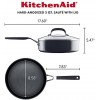 KitchenAid Hard Anodized Nonstick Saute Fry Pan with Lid 3 Quart Onyx Black