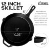 Cuisinel Cast Iron Skillet 12-Inch Frying Pan with Assist Handle + Red Silicone Grip Cover Pre-Seasoned Oven Safe Cookware Indoor Outdoor Use Grill Stovetop Induction BBQ and Firepit Safe