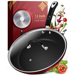 Frying Pan with Lid 12 Inch Frying Pans Nonstick Skillet Pan Nonstick Frying Pan Skillets Nonstick with Lids Non Stick Pan Cooking Pan Fry Pan Nonstick Pan with Lid Skillet with Lid Pan Red