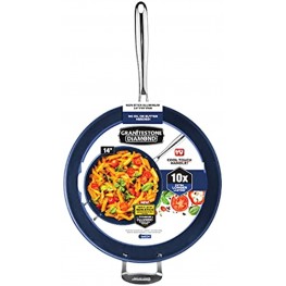 Granitestone Blue Nonstick 14” Frying Pan with Ultra Durable Mineral and Diamond Triple Coated Surface Family Sized Open Skillet Oven and Dishwasher Safe
