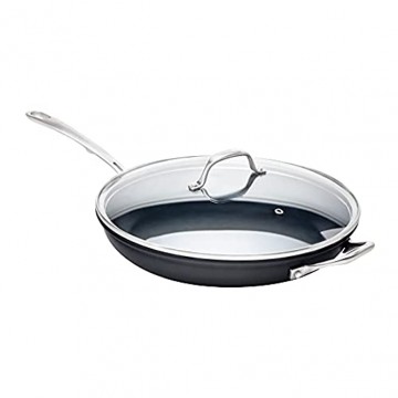 Kitchara Nonstick Frying Pan 12 Hard Anodized Aluminum Skillet with Vented Glass Lid Induction Compatible & Oven Safe Large Fry Pan