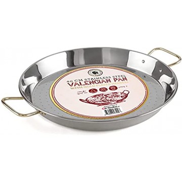 Made By Garcima For Gourmanity 16inch Stainless Steel Paella pan 40cm Paella Pan Large From Spain Paella Pan Stainless Steel with Gold Plated Handles Imported Spanish Paella Dish