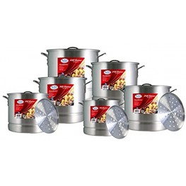Aramco AI-832-6 18 Piece Alpine Cuisine Aluminum Stock Pot Set 8 12 16 20 24 32 Quart Silver