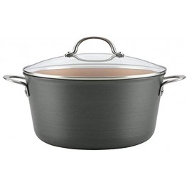 Ayesha Curry Home Collection Hard Anodized Nonstick Stock Pot Stockpot with Lid 10 Quart Charcoal Gray