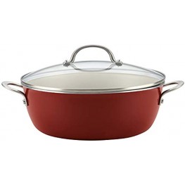 Ayesha Curry Home Collection Nonstick Stock Pot Stockpot with Lid 7.5 Quart Sienna Red