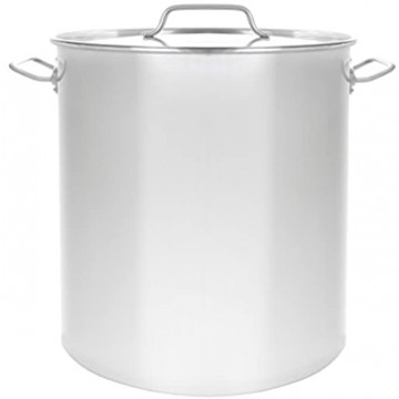 CONCORD Polished Stainless Steel Stock Pot Brewing Beer Kettle Mash Tun w  Flat Lid 30 QT