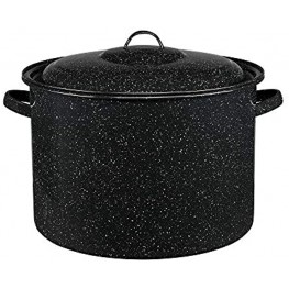 Granite Ware Enamel on Steel 21-quart Stock Pot with lid Speckled Black