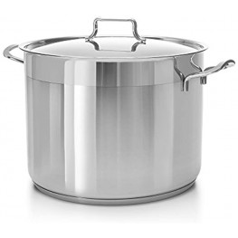 Hascevher Industry Leading Commercial-Grade Stainless Steel Stock Pot with Cover 16 Quart Induction Compatible