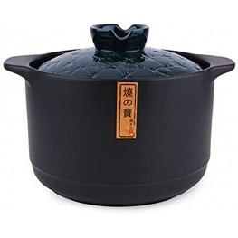 Lake Tian Ceramic Cooking Pot Clay Pot Cooking Earthenware Pot Japanese Donabe Chinese Ceramic Casserole Clay Pot Earthen Pot Cookware Stew Pot Stockpot with Lid Small Steam 砂锅 4QT blue