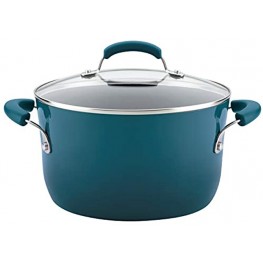 Rachael Ray Brights Nonstick Stock Pot Stockpot with Lid 6 Quart Blue