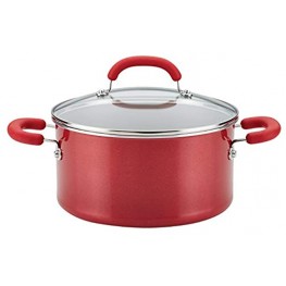 Rachael Ray Create Delicious Nonstick Stock Pot Stockpot with Lid 6 Quart Red