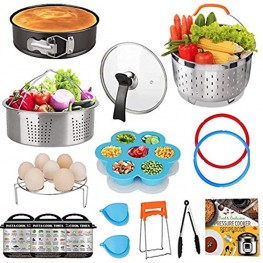Accessories Set Compatible with 8 Quart Instant Pot Only with Sealing Rings Tempered Glass Lid and Steamer Basket.