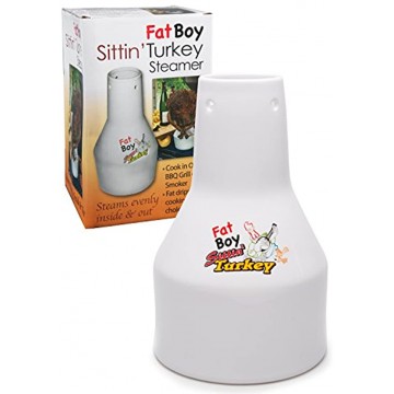 COOK'S CHOICE Ceramic Steamer Beer Can Roaster- Fat Boy Sittin' Turkey Marinade Barbecue Cooker- Extra Large Base for Sides Dishes and More