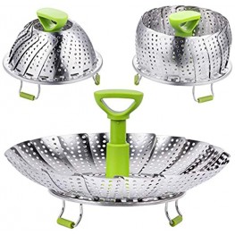 Steamer Basket Kmeivol Vegetable Steamer Basket Stainless Steel Vegetable Steamer Steamer Pot with Extendable Handle for Steaming Food 5-9 Inch Expandable Veggie Steamer to Fit Various Size Pot