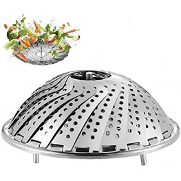 Vegetable Steamer Basket Stainless Steel Steamer Basket Folding Steaming Basket for Veggie Seafood Cooking Expandable Fit Various Size Pot 6" to 10.6"