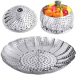 YLYL Veggie Vegetable Steamer Basket Folding Steaming Basket Metal Stainless Steel Steamer Basket Insert Collapsible Steamer Baskets for Cooking Food Expandable Fit Various Size Pot5.9" to 9.8"