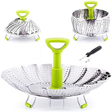 Zulay Adjustable Vegetable Steamer Baskets For Cooking Foldable Steamer Basket 5.1 to 9 Expandable Vegetable Steamer Basket Stainless Steel Fits Various Size Pots Pans & Pressure Cookers