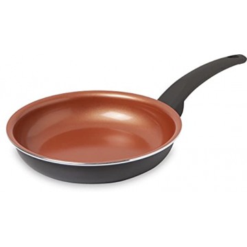 IKO Copper Ceramic Non Stick Fry Pan Dishwasher Safe with Soft Touch Handle 8 inch Grey