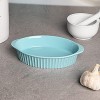 LEETOYI Porcelain Small Oval Au Gratin Pans,Set of 4 Baking Dish Set for 1 or 2 person servings Bakeware with Double Handle for Kitchen and Home Turquoise