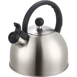 2 Liter Stainless Steel Whistling Tea Kettle Modern Stainless Steel Whistling Tea Pot for Stovetop with Cool Grip Ergonomic Handle 2L Silver